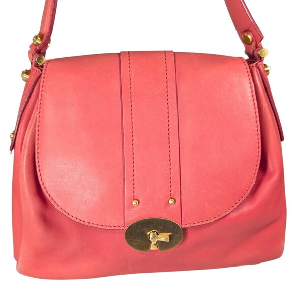 Ellen Tracy Barbie Pink Leather Turn Lock Flap Cover Shoulder Bag - Picture 2 of 12